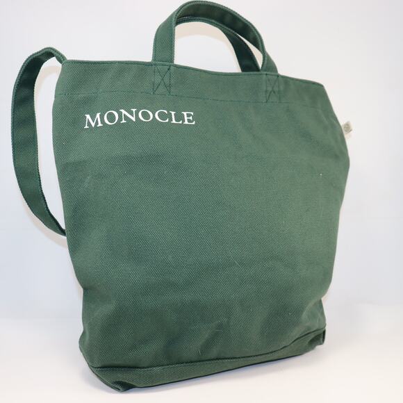 Monocle Green Canvas Tote Bag with Shoulder Strap - Picture 1 of 4